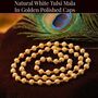 Natural White Tulsi Mala With Golden Caps (SJTM4)