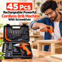 45 Pcs Rechargeable Powerful Cordless Drill Machine With Screwdriver (ET4)