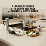 4 Ltr Induction Friendly Multi Cooker + 12 Cavity Idli Rack + Chirata + Puttu Maker (1MC4)