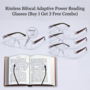 Rimless Bifocal Adaptive Power Reading Glasses Buy 1 Get 3 Free (4BORG2)