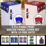 5 Pcs Panda Print Quilted Fridge Cover Set With 10 Free Gifts (5FC13)