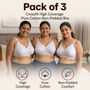 Pack of 3 Cross Fit High Coverage Pure Cotton Non Padded Bra (3FCB13)