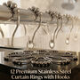 12 Premium Stainless Steel Curtain Rings With Hooks (12HS)