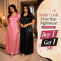 Satin Look Free Size Night Wear For Women BOGO (2NS4)