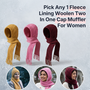 Pick Any 1 Fleece Lining Wollen Two In One Cap Muffler For Women (WWC5)