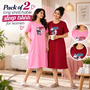 Pack of 2 Long Stretchable Sleep T Shirts For Women (2LT1)
