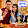 Golden Mens & Ladies Watch With Free 2 Mens & 2 Ladies Ring (MLGWFR3)