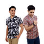 2 Half Sleeves Slim Fit Printed Shirts With Digital Watch Free (2PSW2)