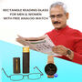 Rectangle Reading Glass For Men & Women With Free Analog Watch (RGW1)