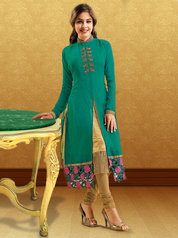 Buy Ishin embroidered kurti GreenASHRDOLLY Online at Best