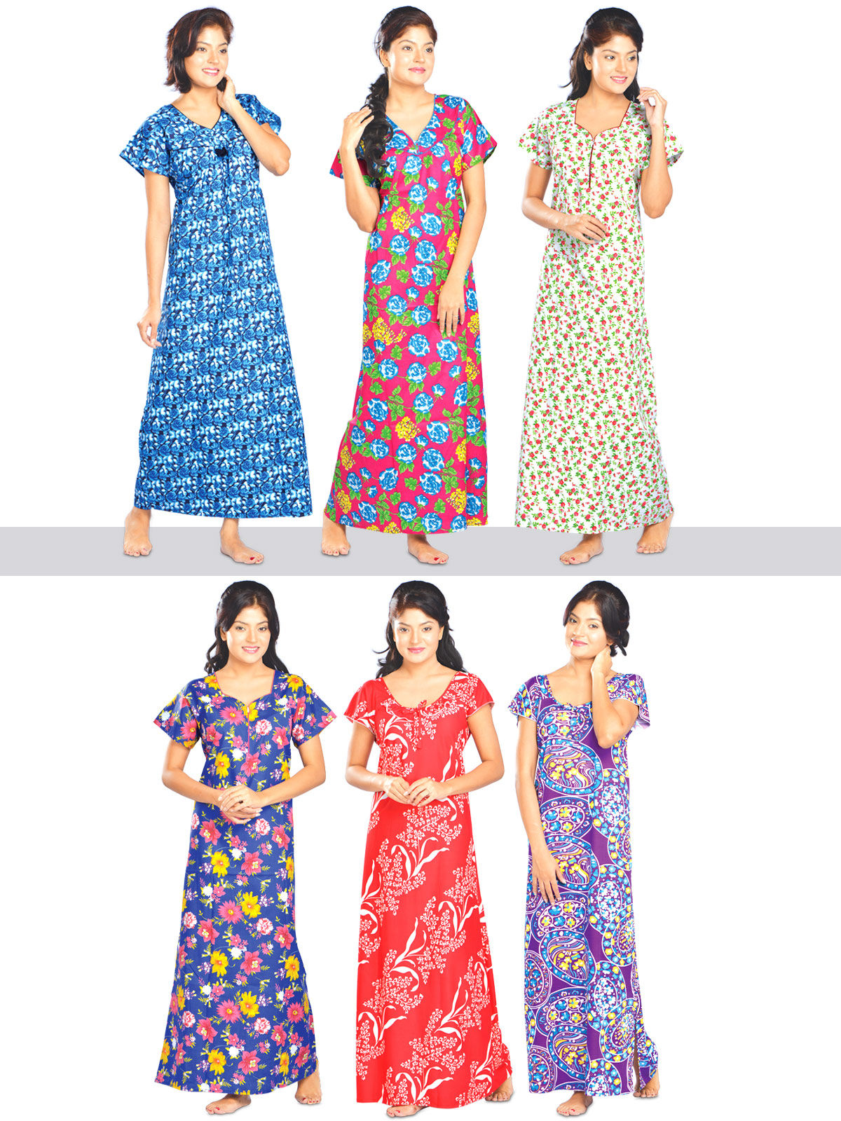 Buy Set of 6 Cotton Nighties Online at Best Price in India on